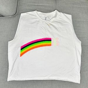 305 Sleeveless Crop Top with Rainbow Sweatband